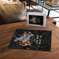 Custom Rugby Southern Hemisphere Puzzle Argentina AUNZ South Africa Mascot Black - Wonder Print Shop