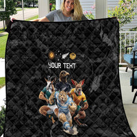 Custom Rugby Southern Hemisphere Quilt Argentina AUNZ South Africa Mascot Black - Wonder Print Shop