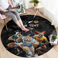 Custom Rugby Southern Hemisphere Round Carpet Argentina AUNZ South Africa Mascot Black - Wonder Print Shop