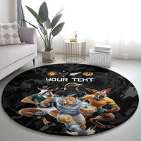 Custom Rugby Southern Hemisphere Round Carpet Argentina AUNZ South Africa Mascot Black - Wonder Print Shop