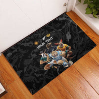 Custom Rugby Southern Hemisphere Rubber Doormat Argentina AUNZ South Africa Mascot Black - Wonder Print Shop