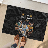 Custom Rugby Southern Hemisphere Rubber Doormat Argentina AUNZ South Africa Mascot Black - Wonder Print Shop
