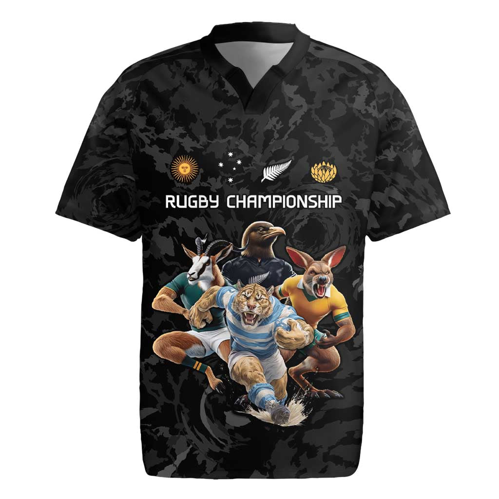 Custom Rugby Southern Hemisphere Rugby Jersey Argentina AUNZ South Africa Mascot Black - Wonder Print Shop