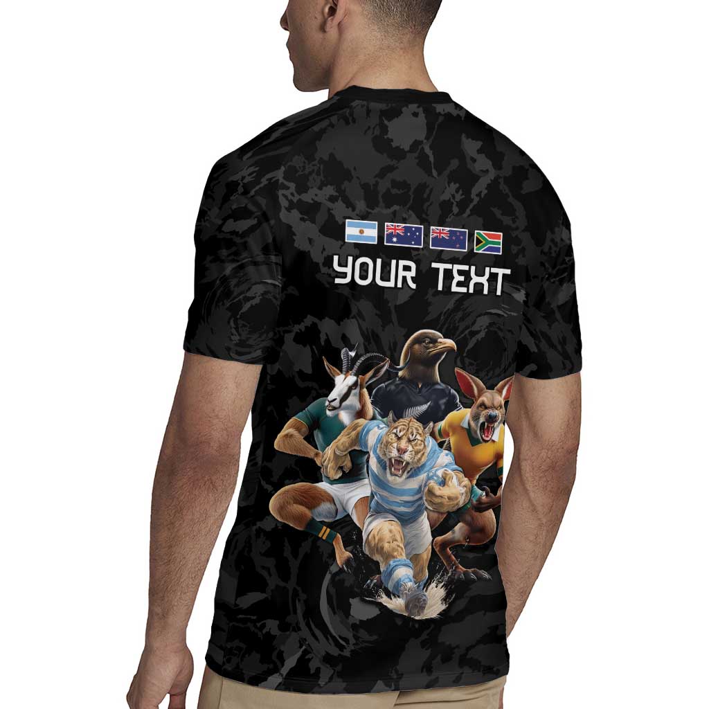 Custom Rugby Southern Hemisphere Rugby Jersey Argentina AUNZ South Africa Mascot Black - Wonder Print Shop