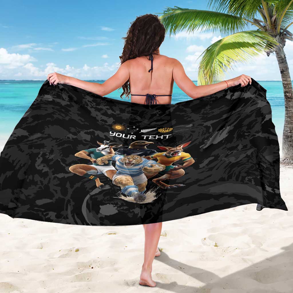 Custom Rugby Southern Hemisphere Sarong Argentina AUNZ South Africa Mascot Black - Wonder Print Shop