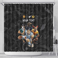 Custom Rugby Southern Hemisphere Shower Curtain Argentina AUNZ South Africa Mascot Black - Wonder Print Shop