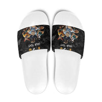Custom Rugby Southern Hemisphere Slide Sandals Argentina AUNZ South Africa Mascot Black - Wonder Print Shop