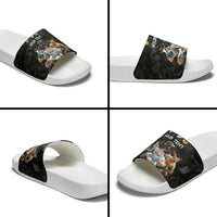 Custom Rugby Southern Hemisphere Slide Sandals Argentina AUNZ South Africa Mascot Black - Wonder Print Shop