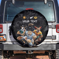 Custom Rugby Southern Hemisphere Spare Tire Cover Argentina AUNZ South Africa Mascot Black - Wonder Print Shop