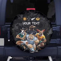 Custom Rugby Southern Hemisphere Spare Tire Cover Argentina AUNZ South Africa Mascot Black - Wonder Print Shop