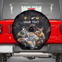 Custom Rugby Southern Hemisphere Spare Tire Cover Argentina AUNZ South Africa Mascot Black - Wonder Print Shop