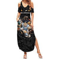 Custom Rugby Southern Hemisphere Summer Maxi Dress Argentina AUNZ South Africa Mascot Black - Wonder Print Shop