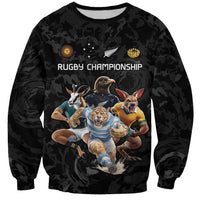 Custom Rugby Southern Hemisphere Sweatshirt Argentina AUNZ South Africa Mascot Black - Wonder Print Shop