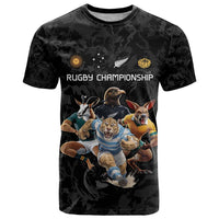 Custom Rugby Southern Hemisphere T Shirt Argentina AUNZ South Africa Mascot Black - Wonder Print Shop