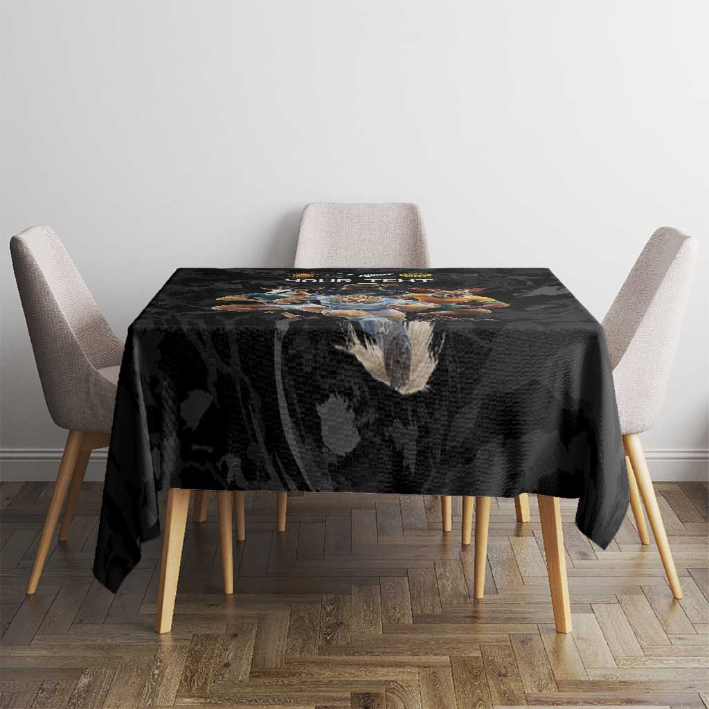 Custom Rugby Southern Hemisphere Tablecloth Argentina AUNZ South Africa Mascot Black - Wonder Print Shop