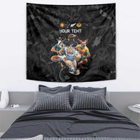 Custom Rugby Southern Hemisphere Tapestry Argentina AUNZ South Africa Mascot Black - Wonder Print Shop
