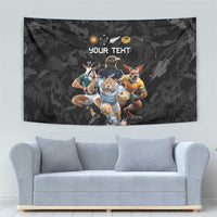 Custom Rugby Southern Hemisphere Tapestry Argentina AUNZ South Africa Mascot Black - Wonder Print Shop