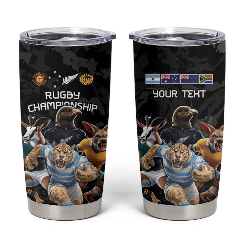 Custom Rugby Southern Hemisphere Tumbler Cup Argentina AUNZ South Africa Mascot Black - Wonder Print Shop