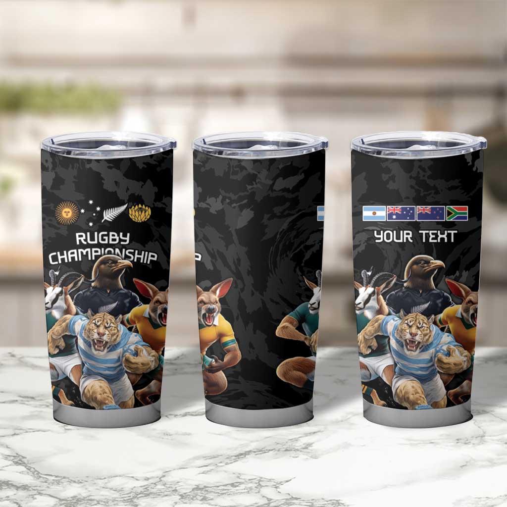 Custom Rugby Southern Hemisphere Tumbler Cup Argentina AUNZ South Africa Mascot Black - Wonder Print Shop