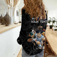 Custom Rugby Southern Hemisphere Women Casual Shirt Argentina AUNZ South Africa Mascot Black - Wonder Print Shop