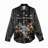 Custom Rugby Southern Hemisphere Women Casual Shirt Argentina AUNZ South Africa Mascot Black - Wonder Print Shop