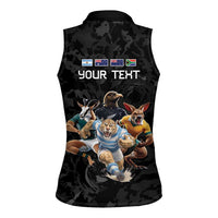 Custom Rugby Southern Hemisphere Women Sleeveless Polo Shirt Argentina AUNZ South Africa Mascot Black - Wonder Print Shop