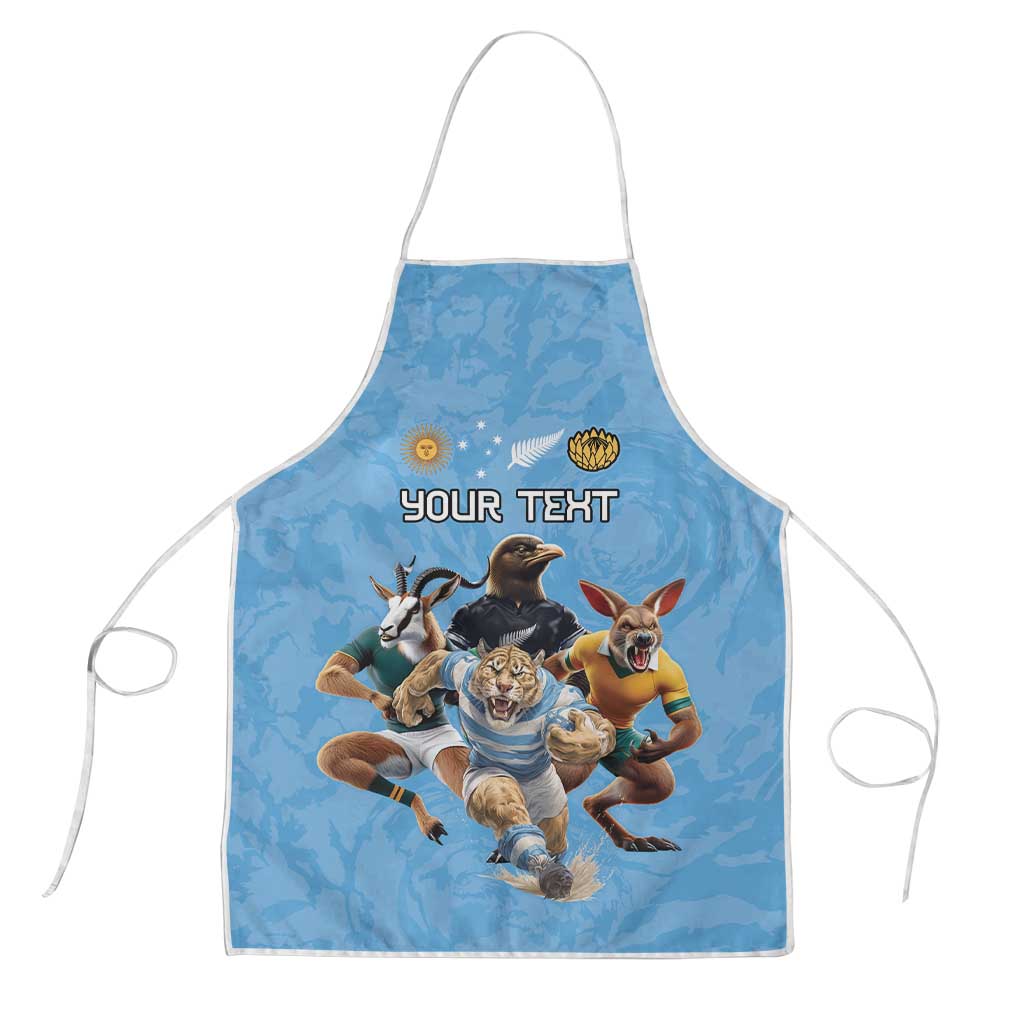Custom Rugby Southern Hemisphere Apron Argentina AUNZ South Africa Mascot Blue - Wonder Print Shop