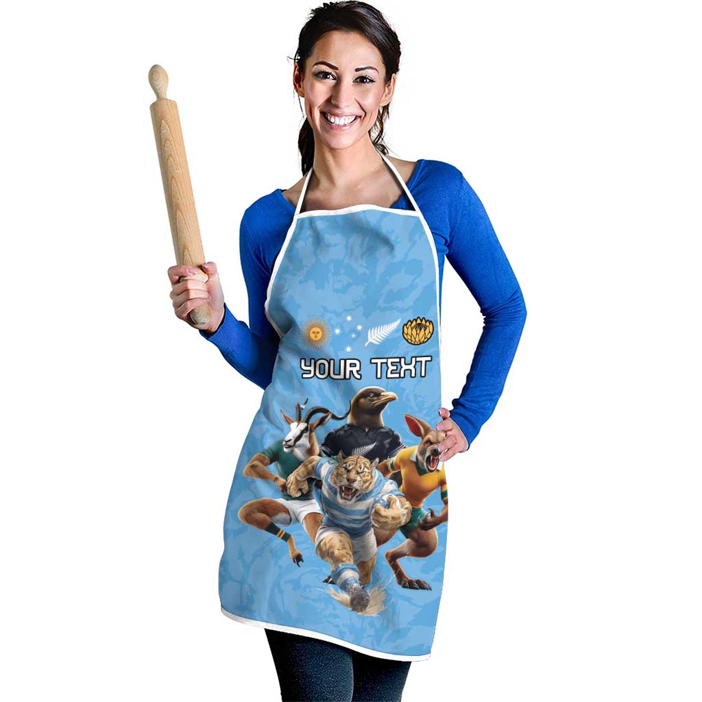 Custom Rugby Southern Hemisphere Apron Argentina AUNZ South Africa Mascot Blue - Wonder Print Shop
