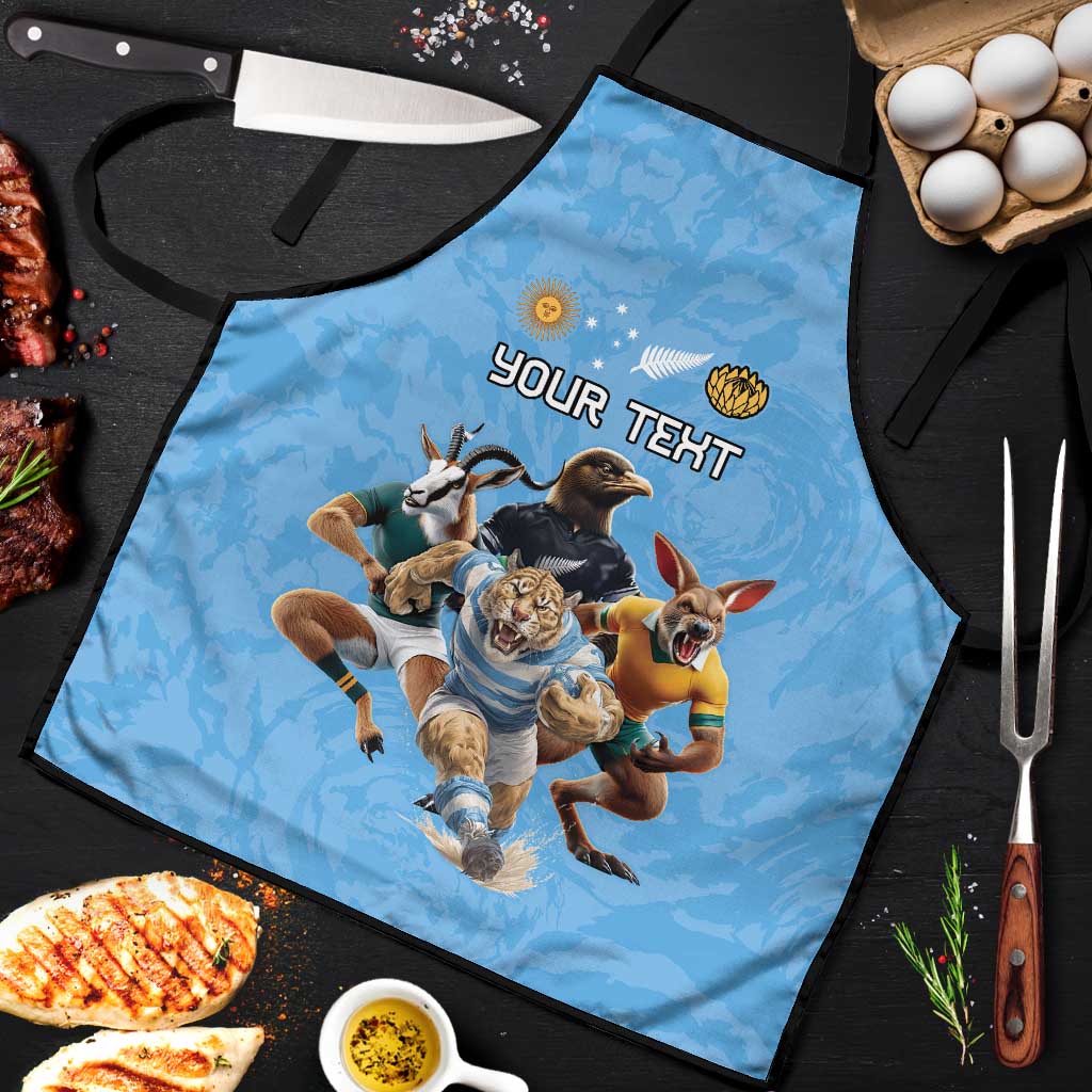 Custom Rugby Southern Hemisphere Apron Argentina AUNZ South Africa Mascot Blue - Wonder Print Shop