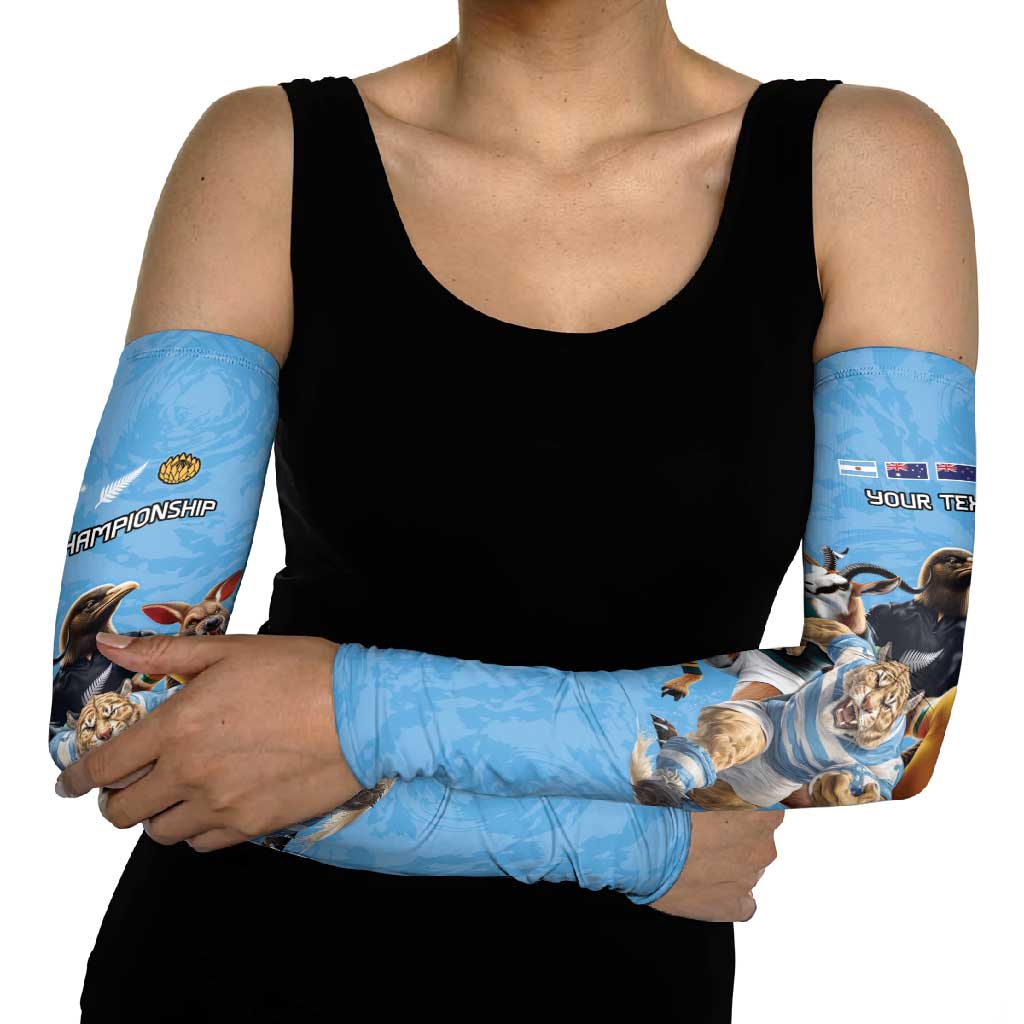 Custom Rugby Southern Hemisphere Arm Sleeves Argentina AUNZ South Africa Mascot Blue - Wonder Print Shop