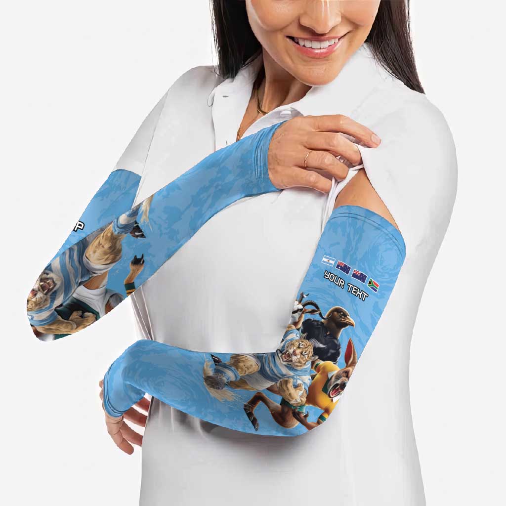 Custom Rugby Southern Hemisphere Arm Sleeves Argentina AUNZ South Africa Mascot Blue - Wonder Print Shop