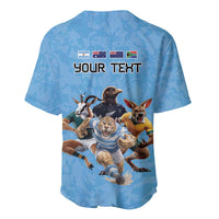 Custom Rugby Southern Hemisphere Baseball Jersey Argentina AUNZ South Africa Mascot Blue - Wonder Print Shop