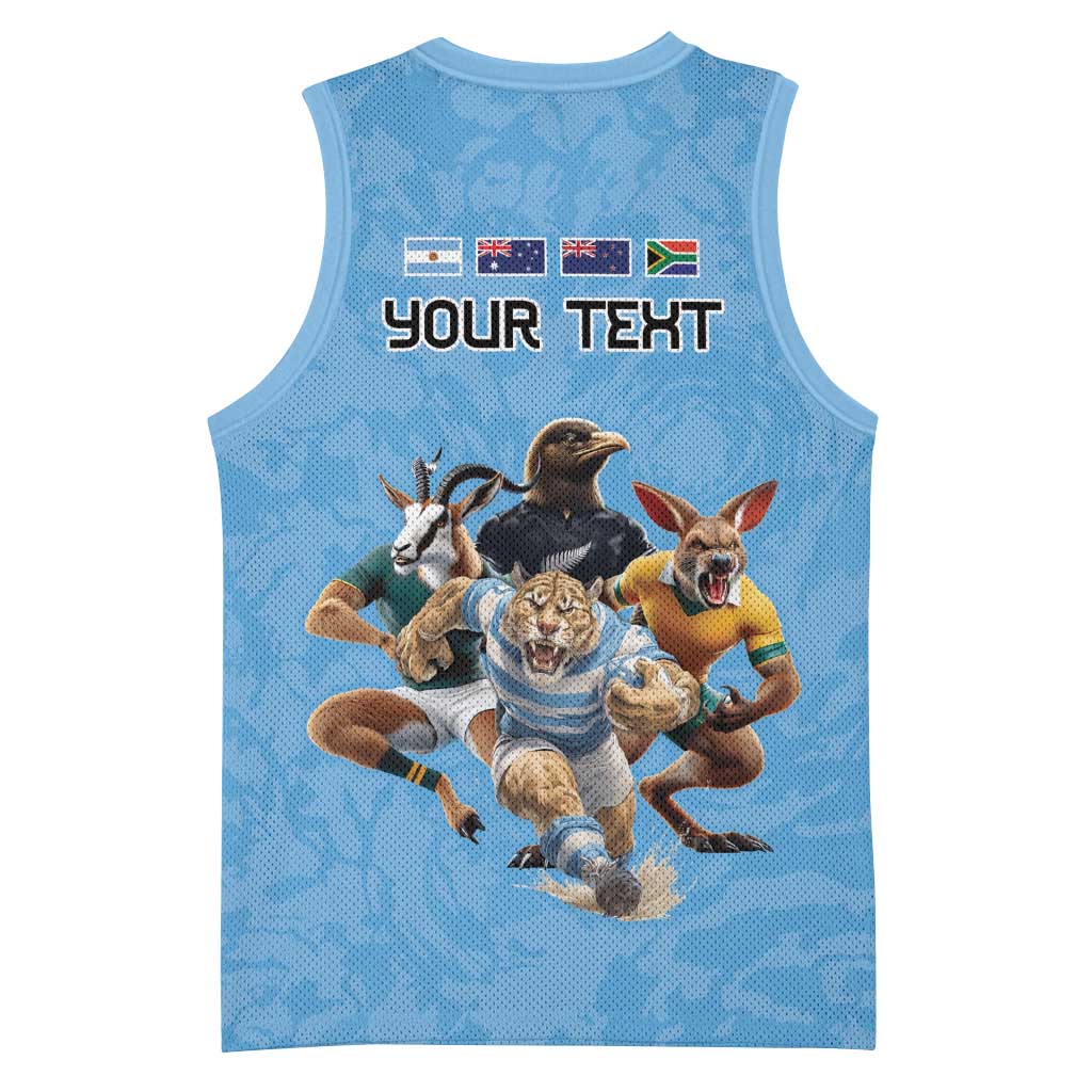 Custom Rugby Southern Hemisphere Basketball Jersey Argentina AUNZ South Africa Mascot Blue - Wonder Print Shop