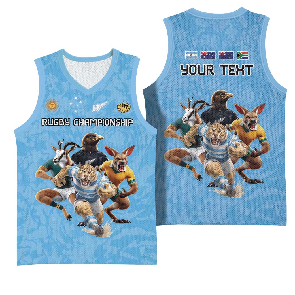 Custom Rugby Southern Hemisphere Basketball Jersey Argentina AUNZ South Africa Mascot Blue - Wonder Print Shop