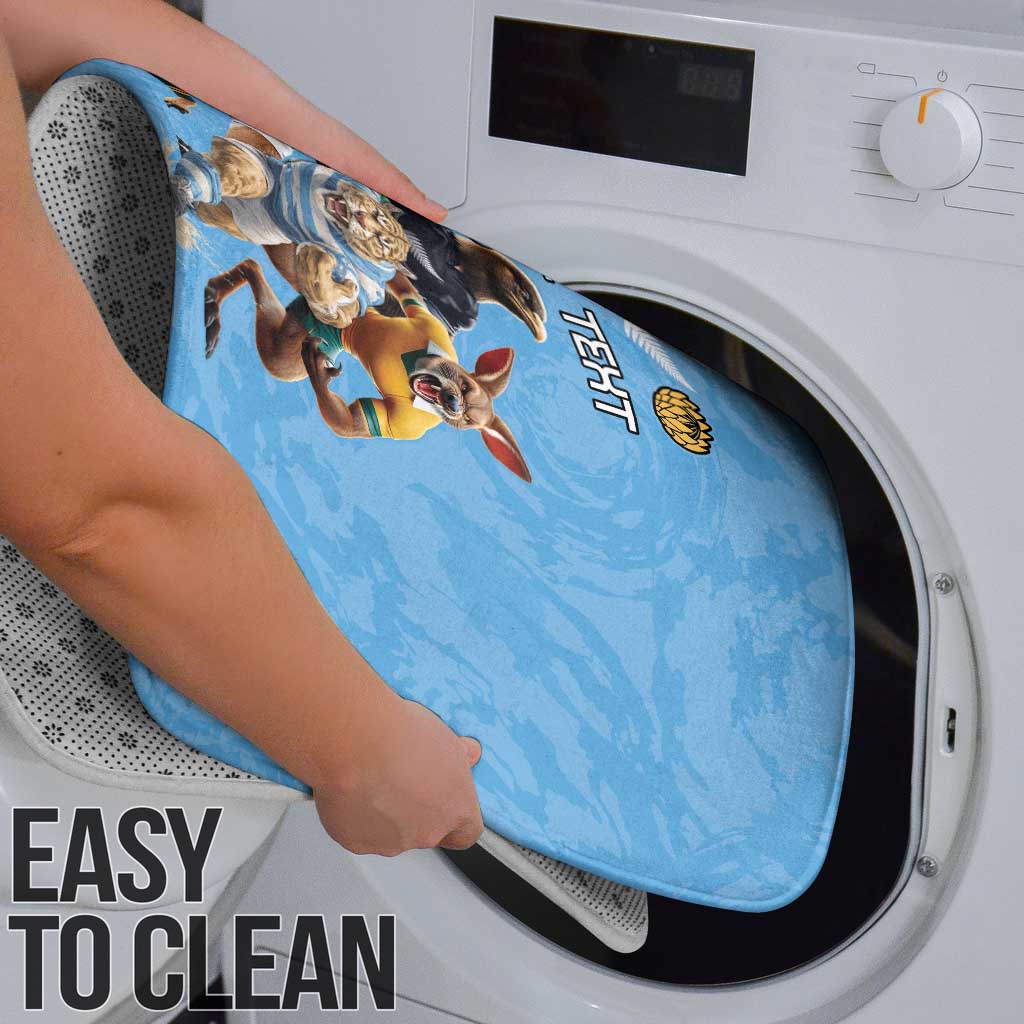 Custom Rugby Southern Hemisphere Bathroom Set Argentina AUNZ South Africa Mascot Blue - Wonder Print Shop