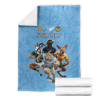Custom Rugby Southern Hemisphere Blanket Argentina AUNZ South Africa Mascot Blue - Wonder Print Shop