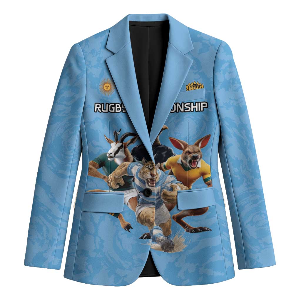 Custom Rugby Southern Hemisphere Blazer Argentina AUNZ South Africa Mascot Blue - Wonder Print Shop