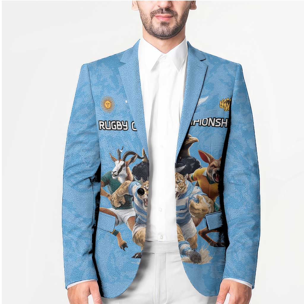 Custom Rugby Southern Hemisphere Blazer Argentina AUNZ South Africa Mascot Blue - Wonder Print Shop