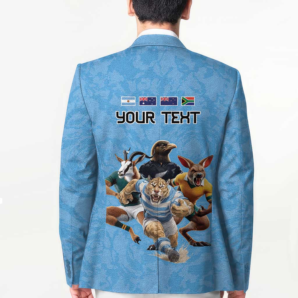 Custom Rugby Southern Hemisphere Blazer Argentina AUNZ South Africa Mascot Blue - Wonder Print Shop
