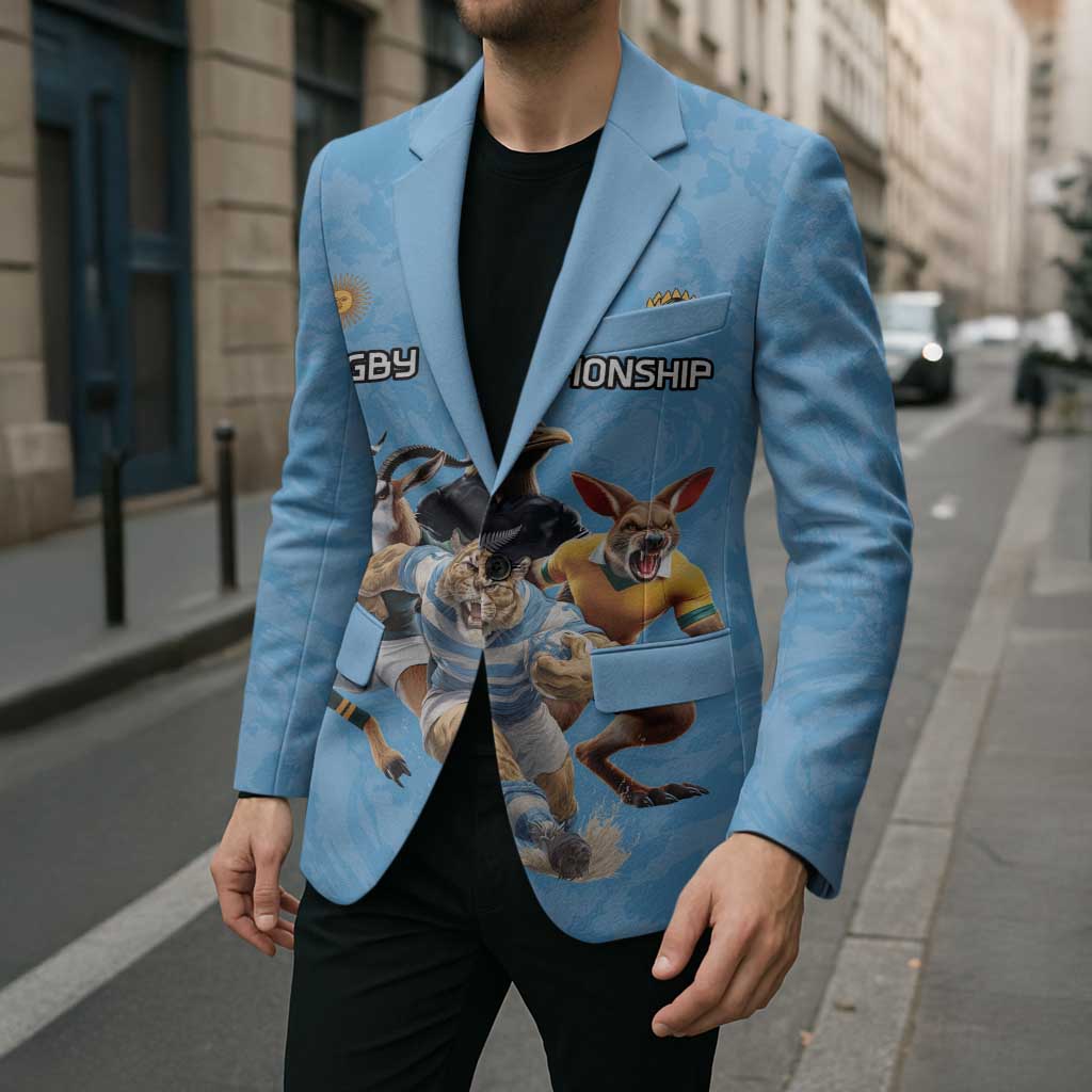 Custom Rugby Southern Hemisphere Blazer Argentina AUNZ South Africa Mascot Blue - Wonder Print Shop