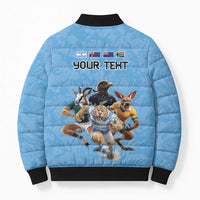 Custom Rugby Southern Hemisphere Bomber Puffer Jacket Argentina AUNZ South Africa Mascot Blue - Wonder Print Shop