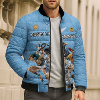 Custom Rugby Southern Hemisphere Bomber Puffer Jacket Argentina AUNZ South Africa Mascot Blue - Wonder Print Shop
