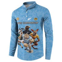 Custom Rugby Southern Hemisphere Button Sweatshirt Argentina AUNZ South Africa Mascot Blue - Wonder Print Shop