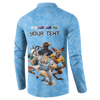 Custom Rugby Southern Hemisphere Button Sweatshirt Argentina AUNZ South Africa Mascot Blue - Wonder Print Shop