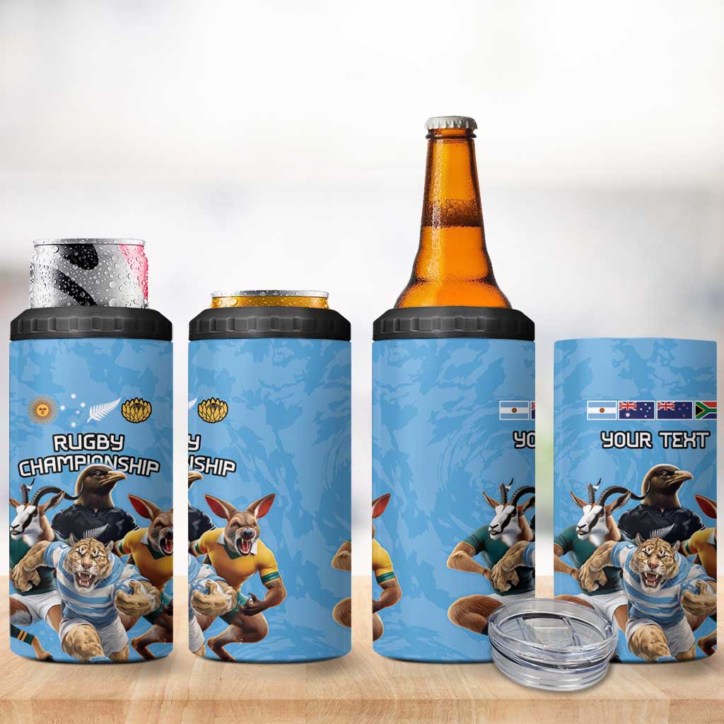 Custom Rugby Southern Hemisphere 4 in 1 Can Cooler Tumbler Argentina AUNZ South Africa Mascot Blue - Wonder Print Shop