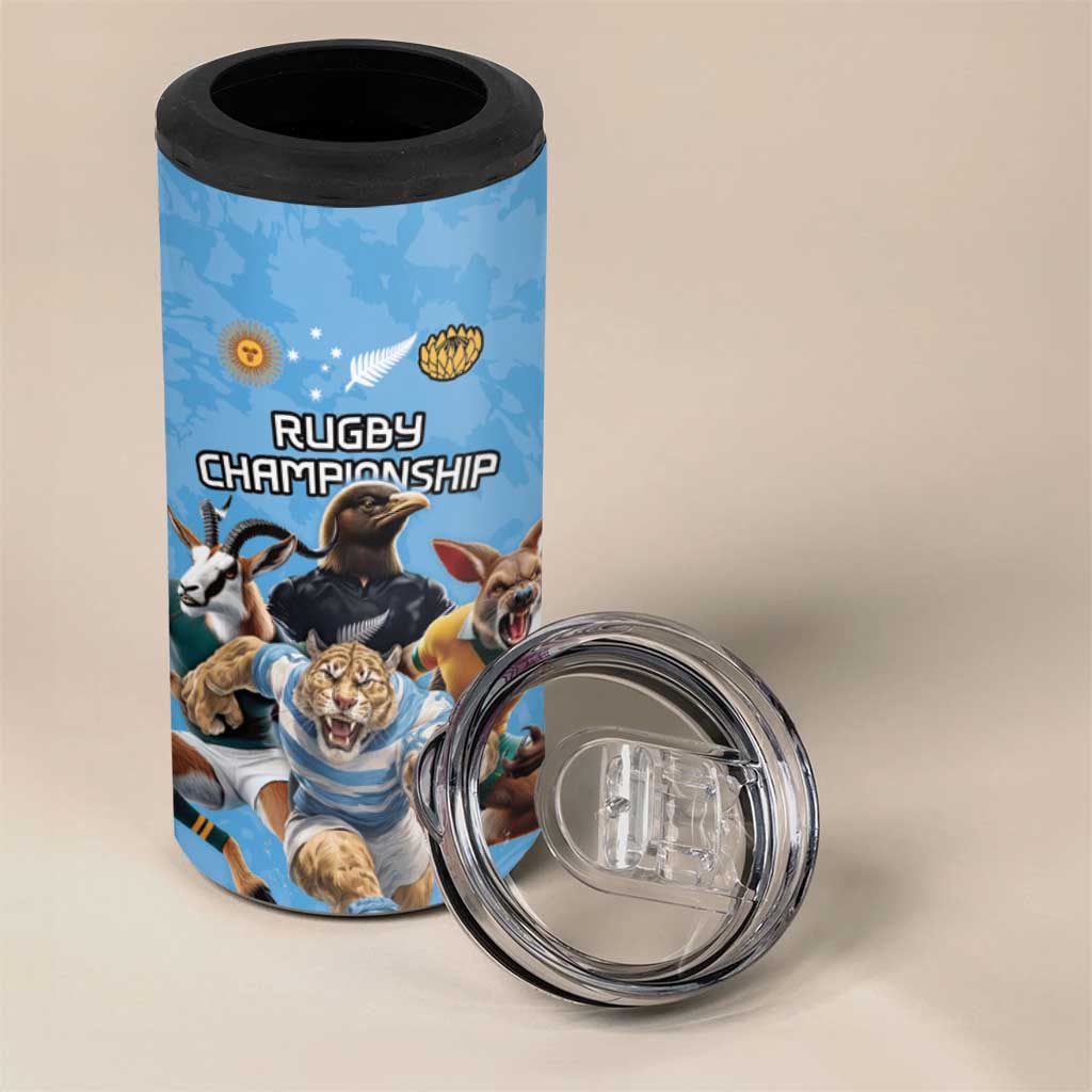 Custom Rugby Southern Hemisphere 4 in 1 Can Cooler Tumbler Argentina AUNZ South Africa Mascot Blue - Wonder Print Shop