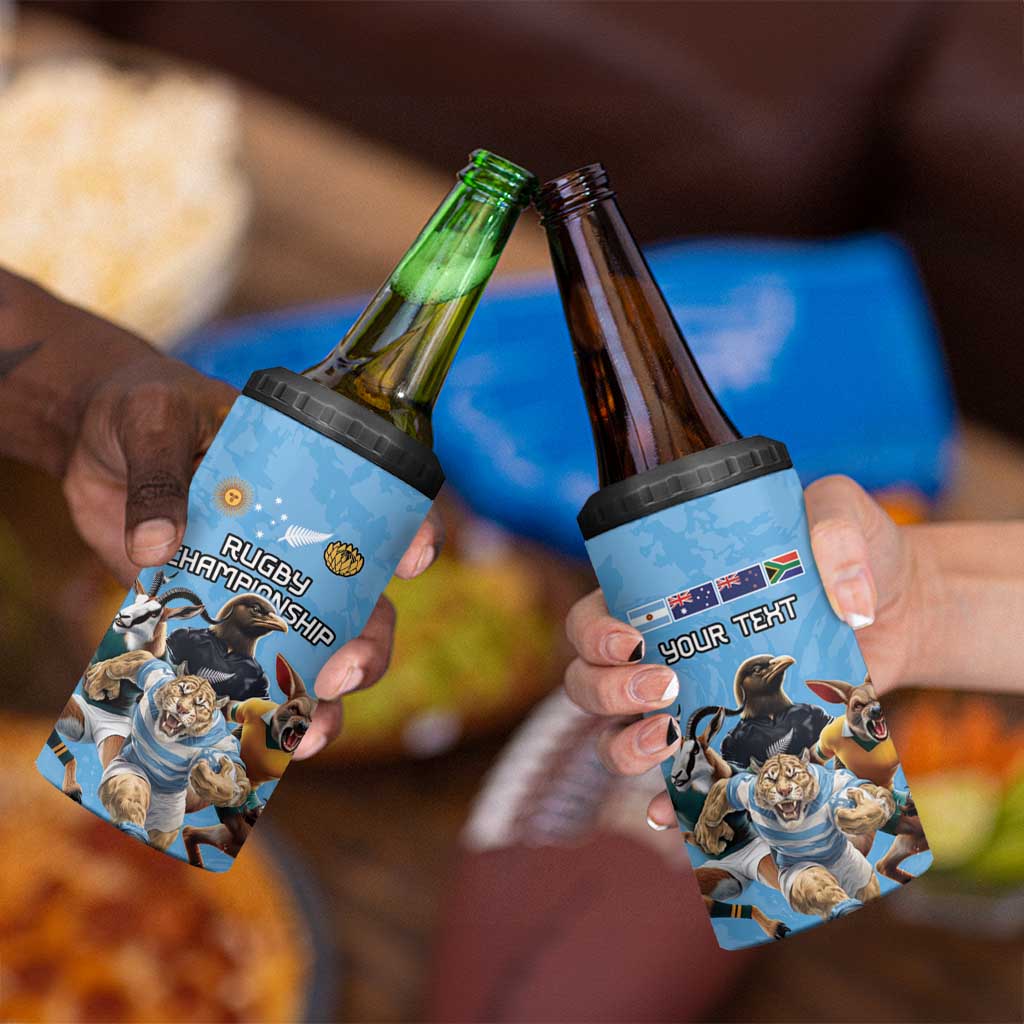 Custom Rugby Southern Hemisphere 4 in 1 Can Cooler Tumbler Argentina AUNZ South Africa Mascot Blue - Wonder Print Shop