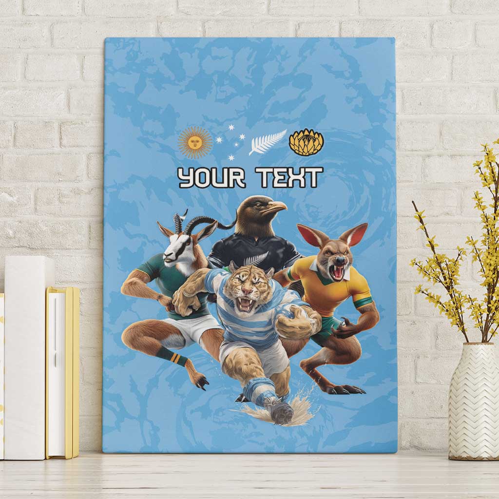 Custom Rugby Southern Hemisphere Canvas Wall Art Argentina AUNZ South Africa Mascot Blue - Wonder Print Shop