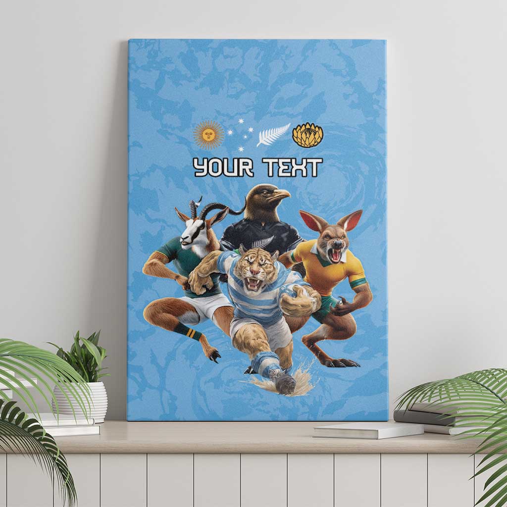 Custom Rugby Southern Hemisphere Canvas Wall Art Argentina AUNZ South Africa Mascot Blue - Wonder Print Shop
