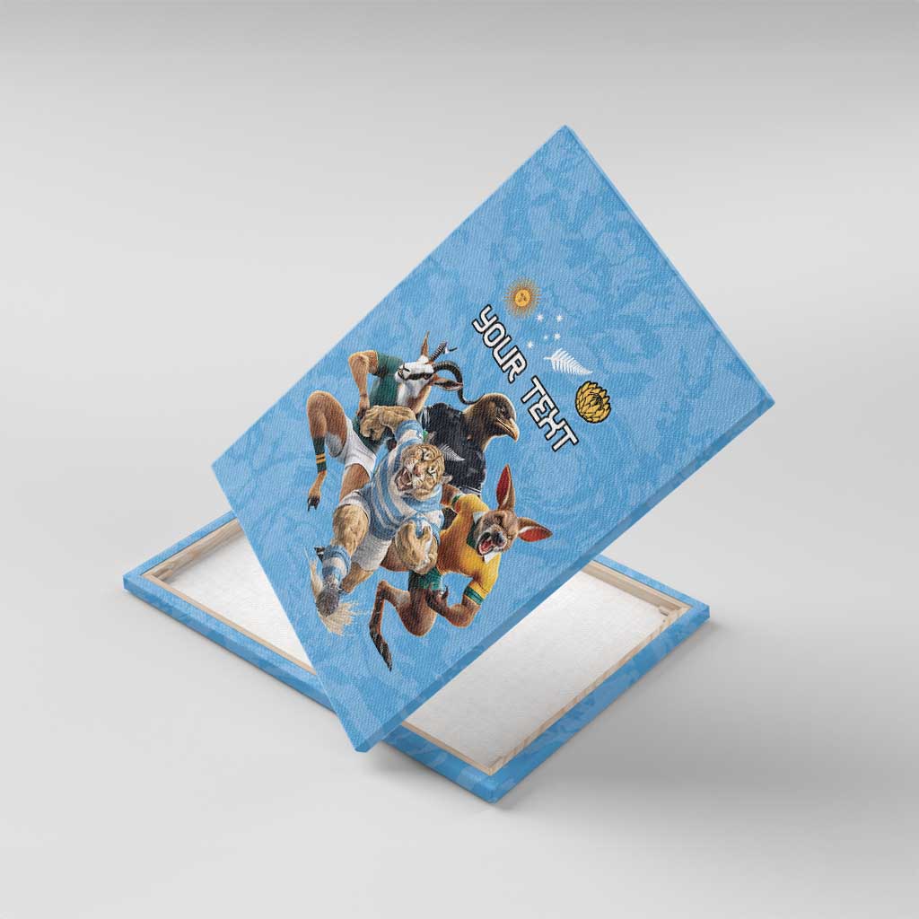 Custom Rugby Southern Hemisphere Canvas Wall Art Argentina AUNZ South Africa Mascot Blue - Wonder Print Shop